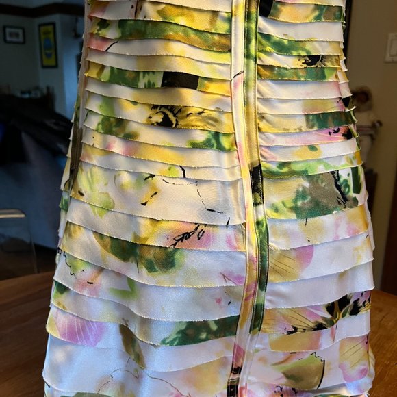 JS Collections Petite Size 6 Floral Cocktail dress with spaghetti straps & scarf - Picture 7 of 15